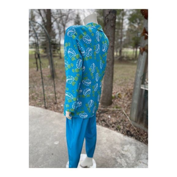 Alfred Sung Vintage 90s 100% Silk 3 Piece Dress Suit Turquoise Green Abstract - Picture 6 of 16